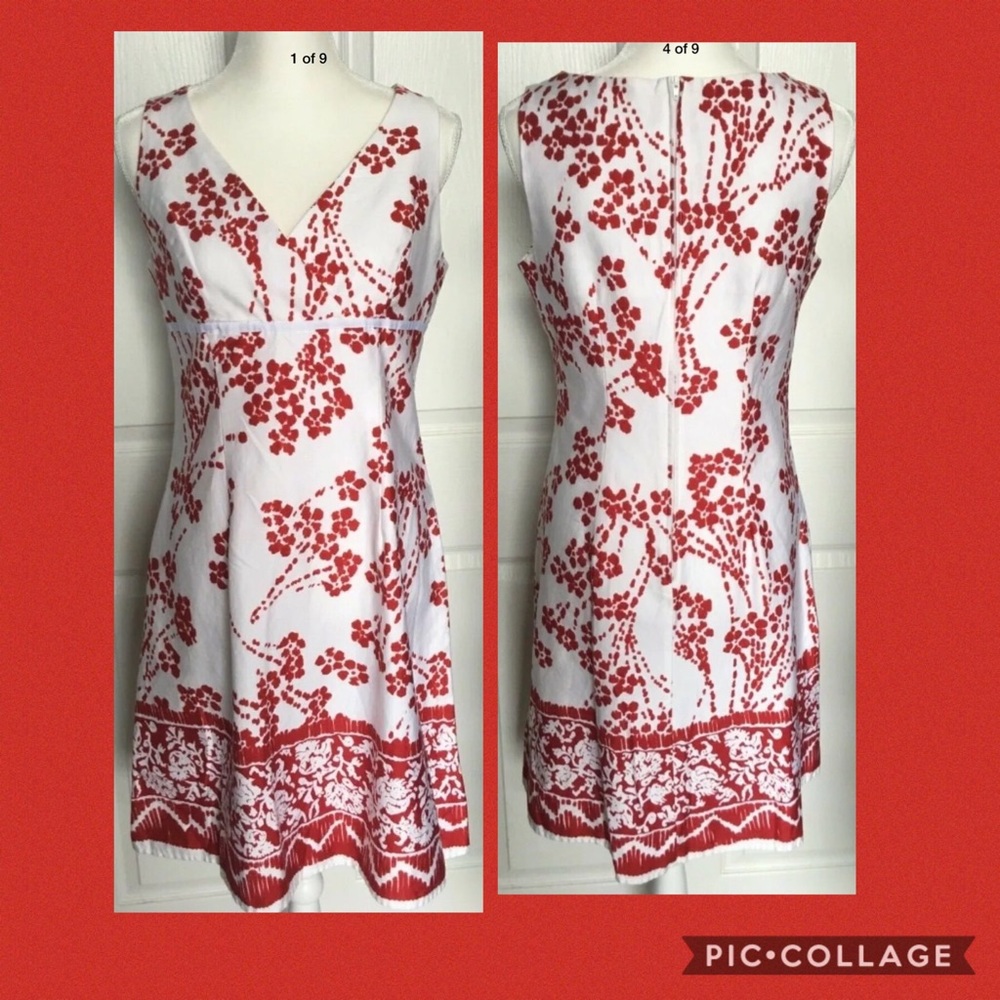 DBY women's cotton sheath dress size 10 red white